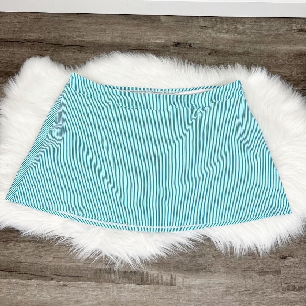 Land's End Light Blue Seersucker Striped Swim Skirt 22W